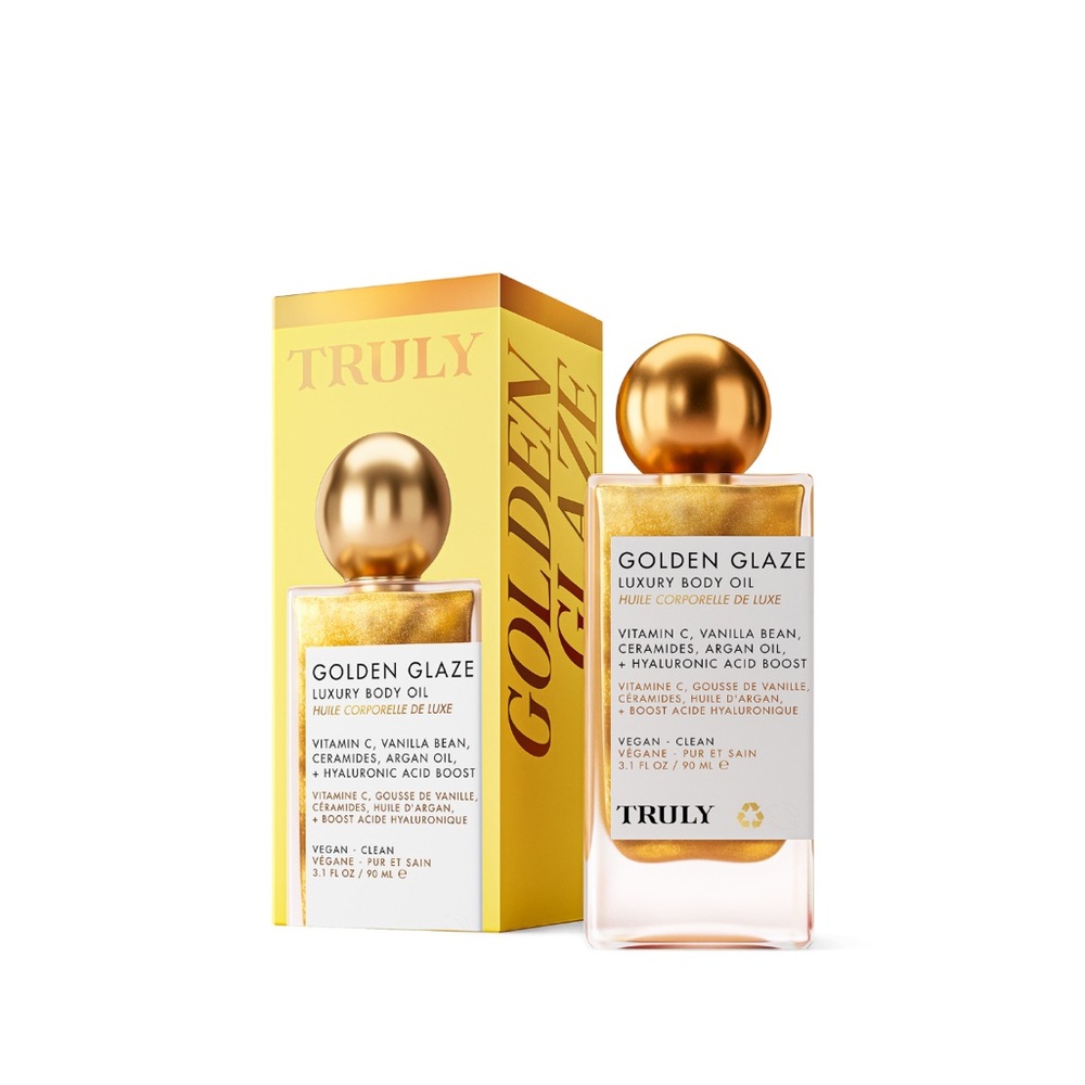 TRULY Golden Glaze Body Oil with Gold and White Accents